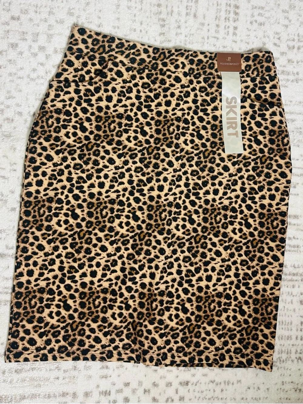 Leopard Print High-Waist Pencil Skirt - Black/Beige - Picture 6 of 9